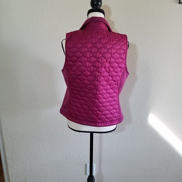 L.L. Bean Puffer Vest Small Pink Purple Quilted Jacket Sleeveless Full Zip Women - Picture 4 of 8